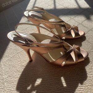 Rupert Sanderson rose gold strappy sandals